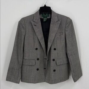 Lauren Ralph Lauren double-breasted blazer classic classic houndstooth plaid 6P